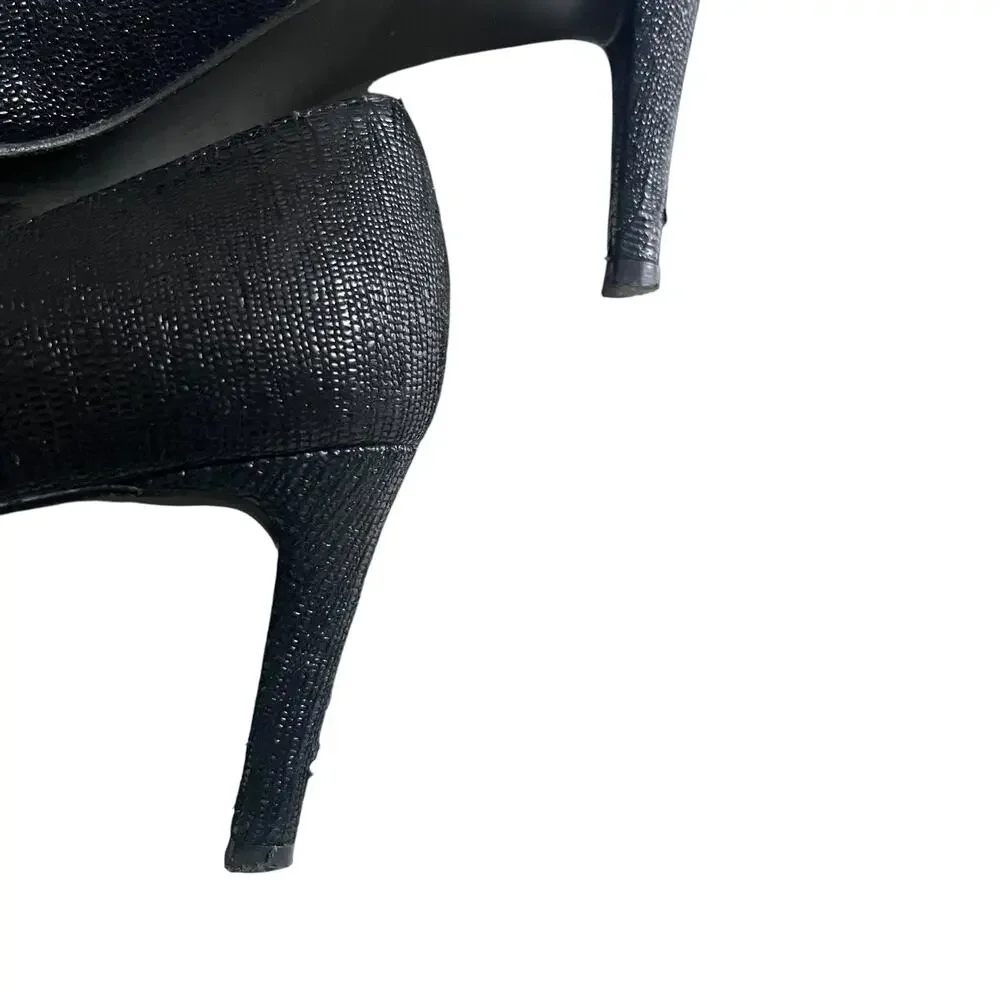 Stuart Weitzman Black Curvia Textured Pointed Toe Heeled Pumps Size 7.5M